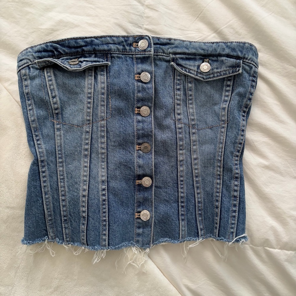 Zara Blue Denim Corset Top